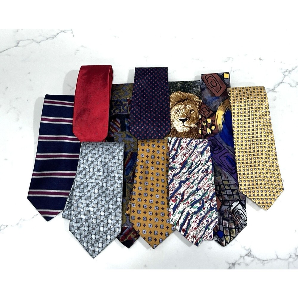 Vintage Silk Tie Lot (10) Dior Brooks Brothers Makers Jhane Barnes Geometric